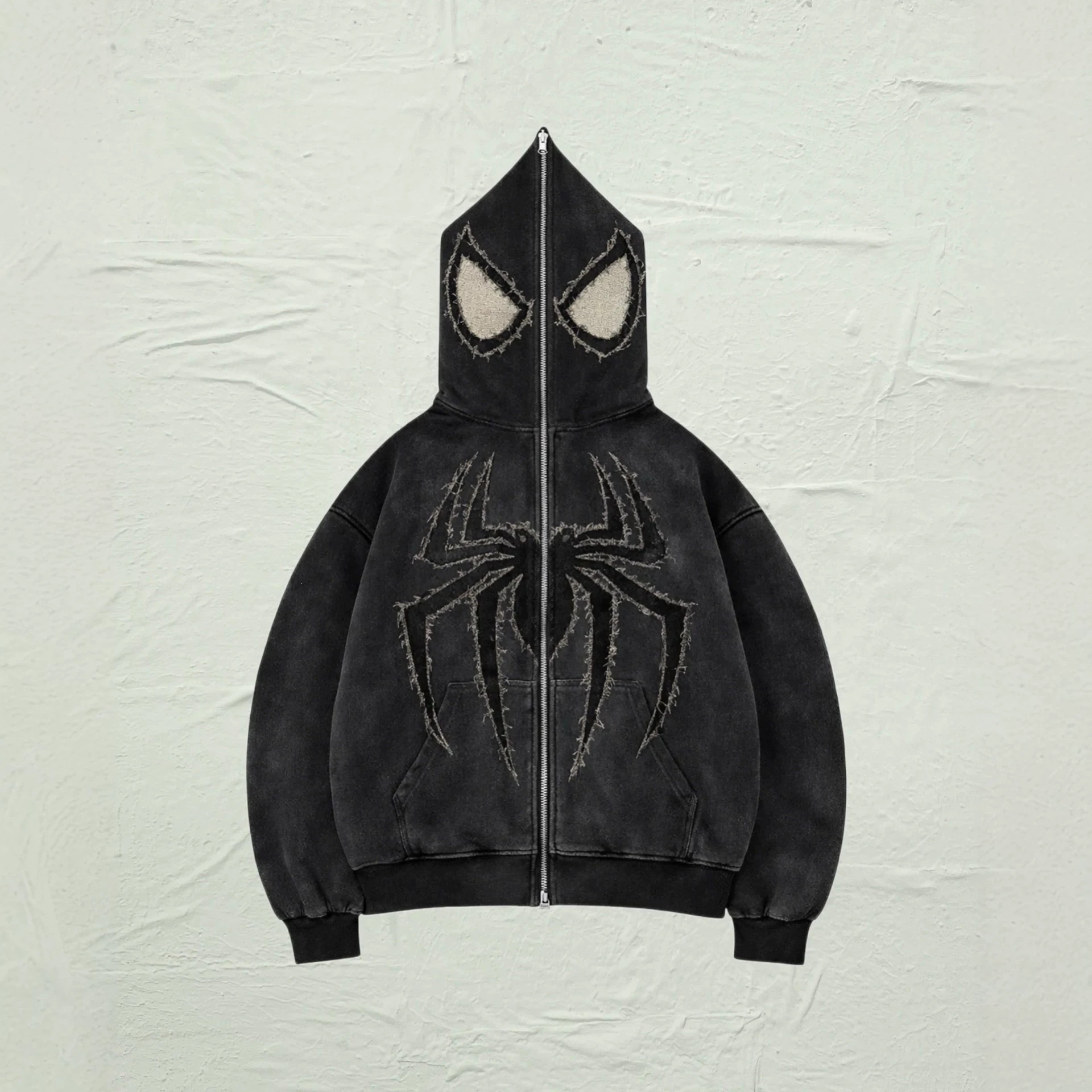 Spider Graphic Loose Zip-Up Hoodie Unisex