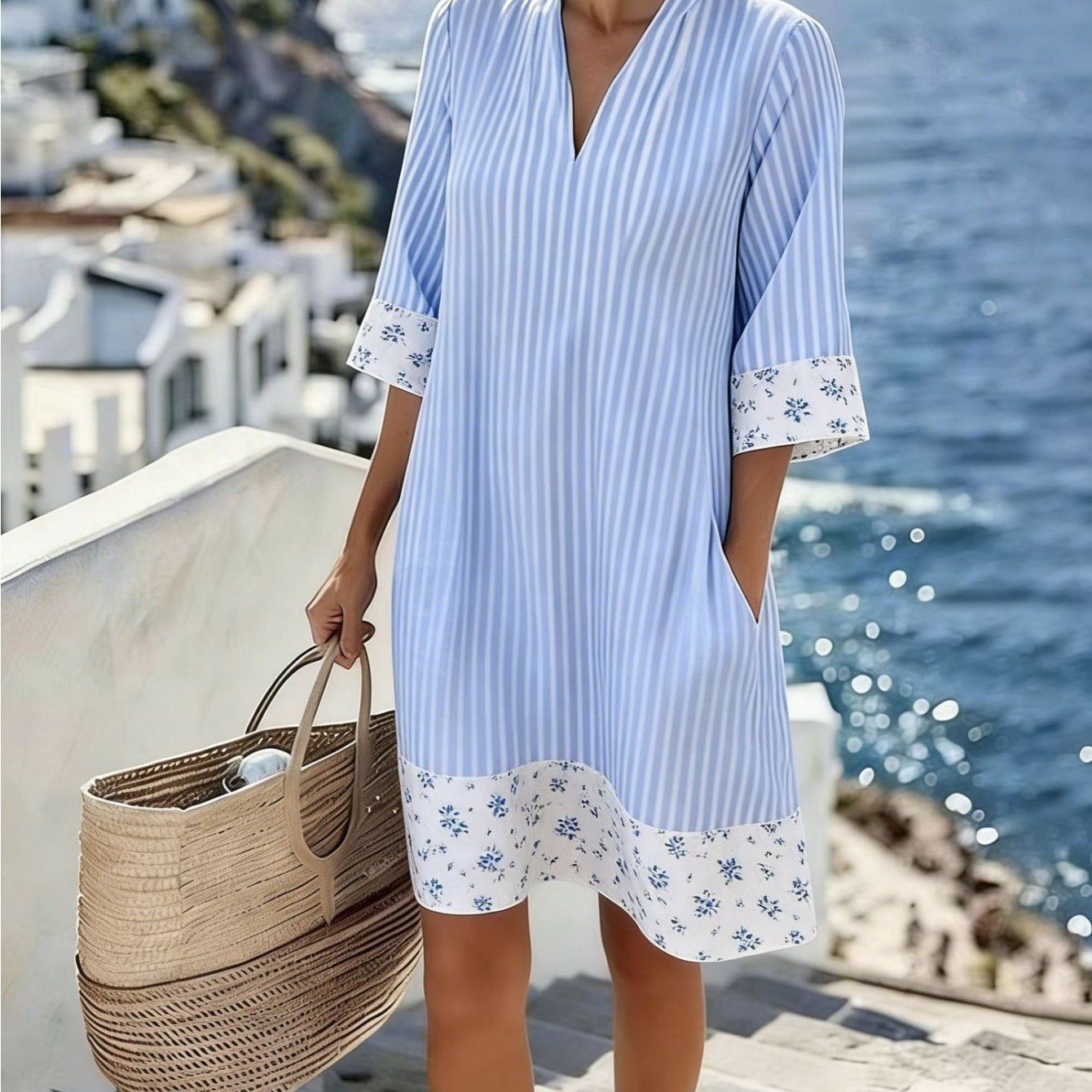 Women's Elegant Floral Print Ruched Bodycon Midi Dress Sleeveless Deep V-Neck