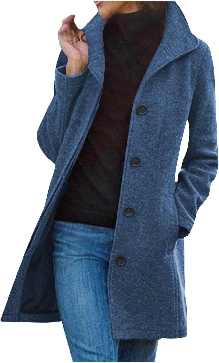 Women's Thick Wool Blend Mid-Length Coat