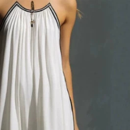 Elegant White Chiffon Piped Sleeveless Jumpsuit