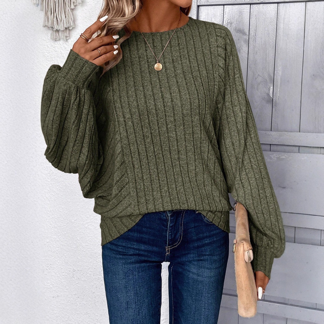 Women's Batwing Sleeve Knit Pullover Sweater Crew Neck Long Sleeve
