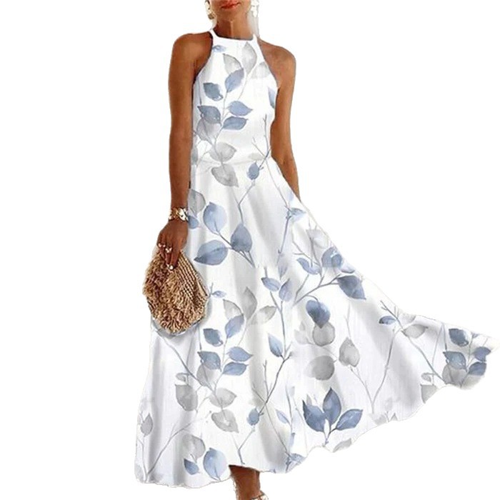 Women's Sleeveless Printed High-Waist Maxi Dress
