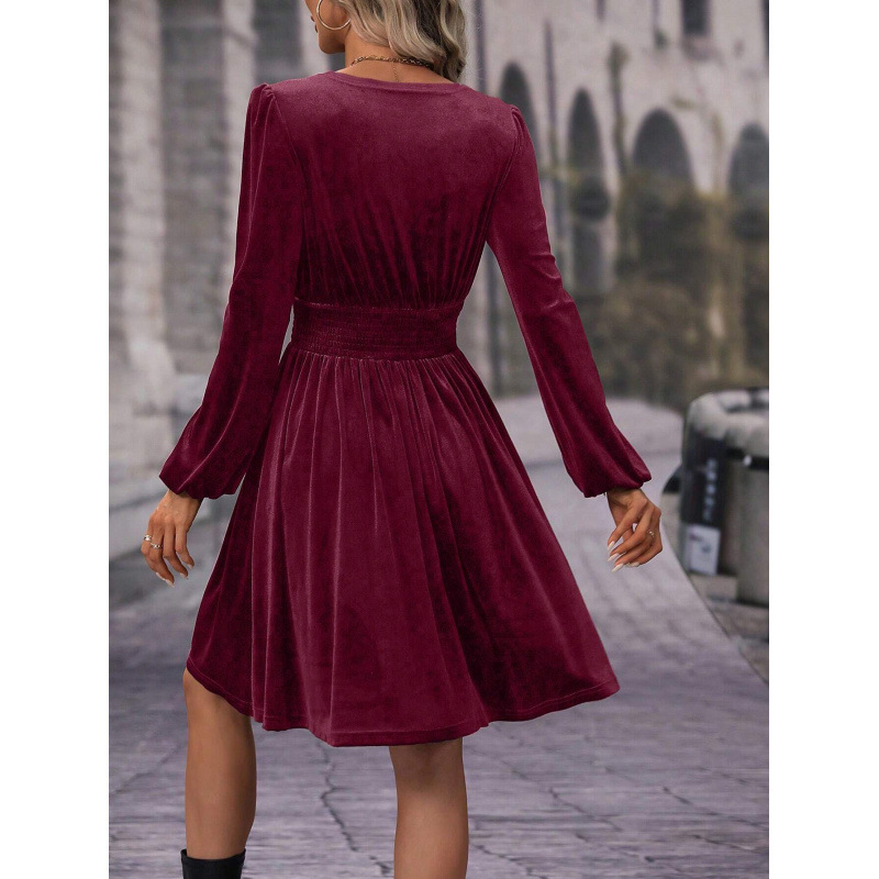 Women's High Neck Long Sleeve Tie-Dye Dress