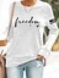 Women's Line Letter Heart Print Crewneck Sweatshirt