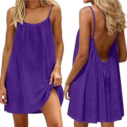 Ice Silk Ruched Open-Back Cami Mini Dress