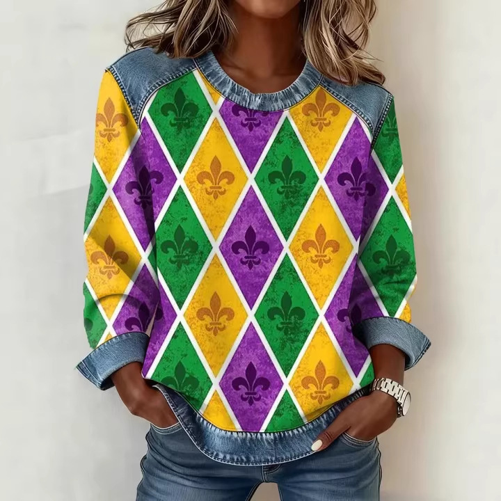Women's Iris Floral Print Crewneck Sweatshirt