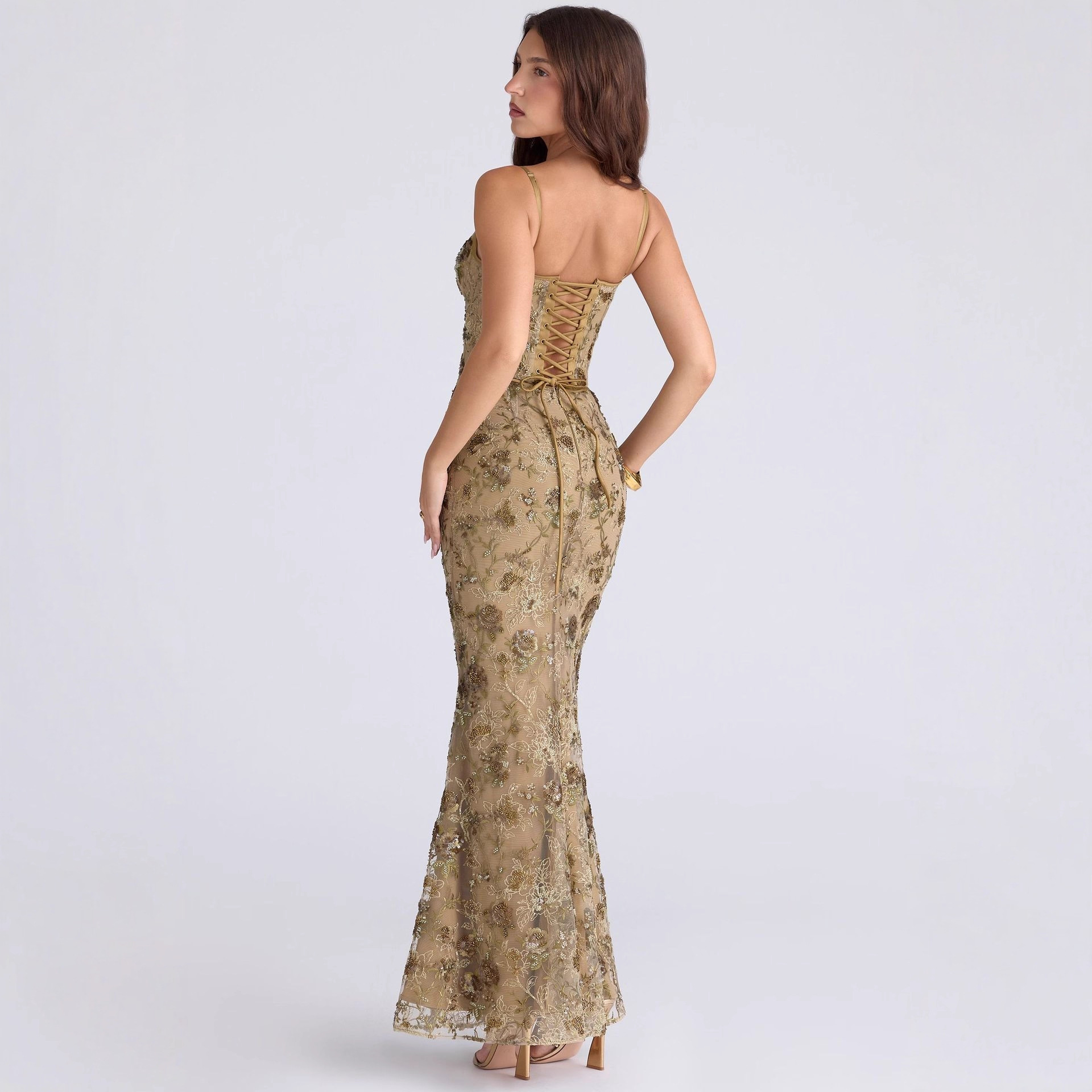 Elegant Low-Neck Sleeveless Lace-Up Backless Dress