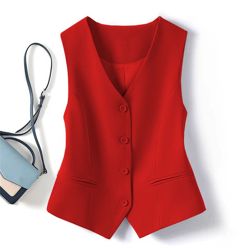Women's Tailored Suit Vest Slim Fit Short Sleeveless Layering Waistcoat
