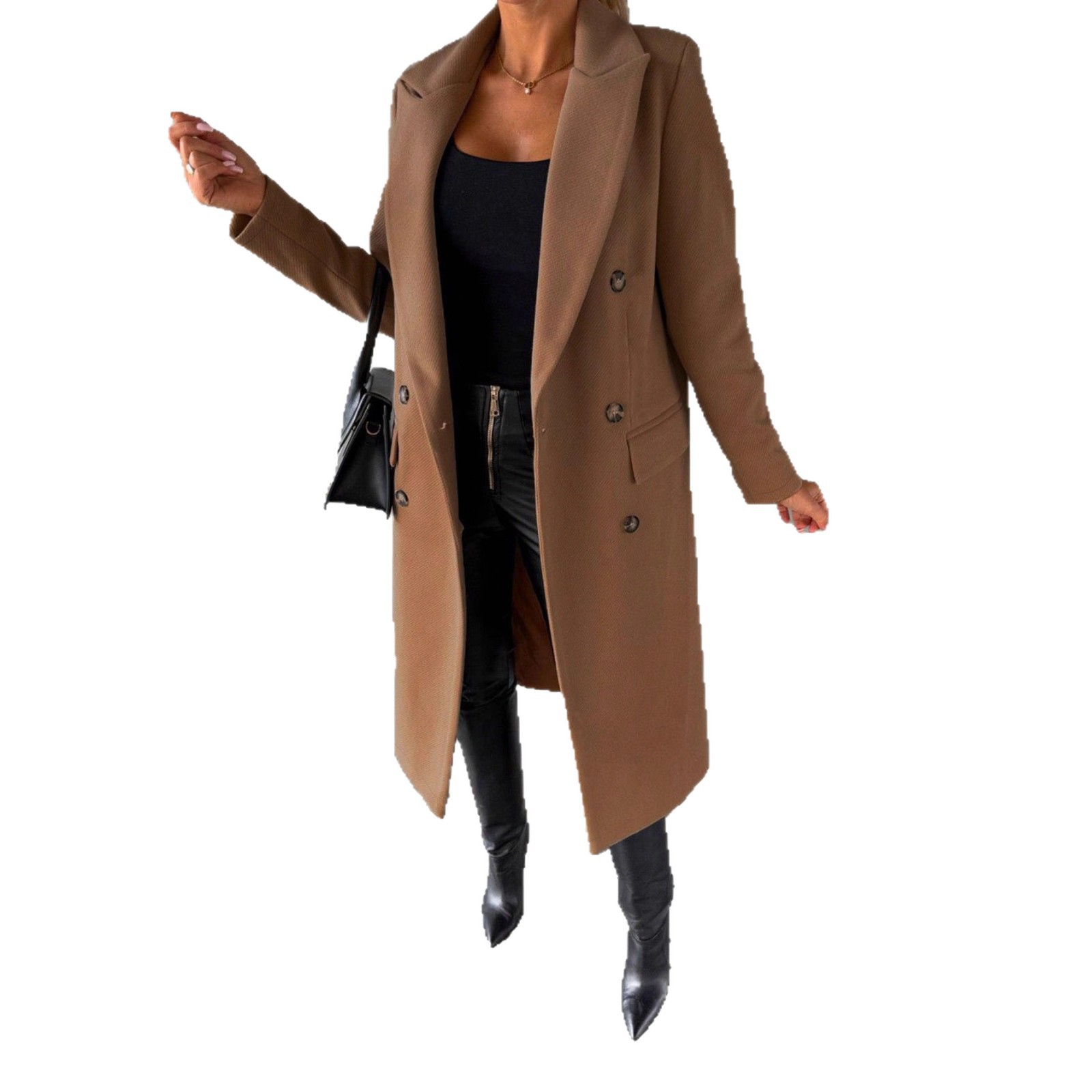 Women's Mid-Length Wool Coat with Real Pockets