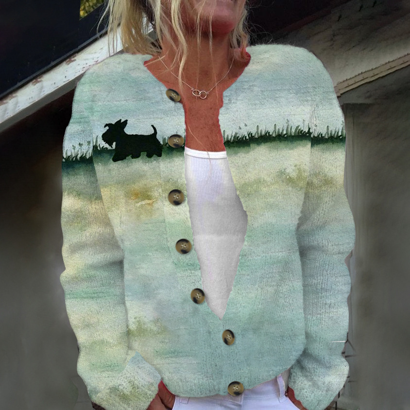 Women's Animal & Botanical Print Button-Down Cardigan