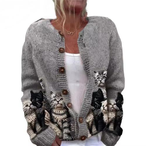 Women's Animal Boho Print Button Cardigan Sweater