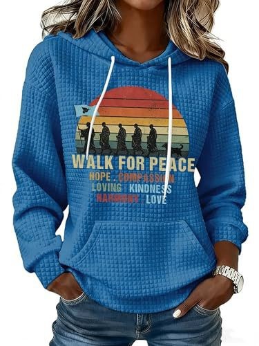 Women's Waffle Knit Peace & Light Animal Print Hoodie