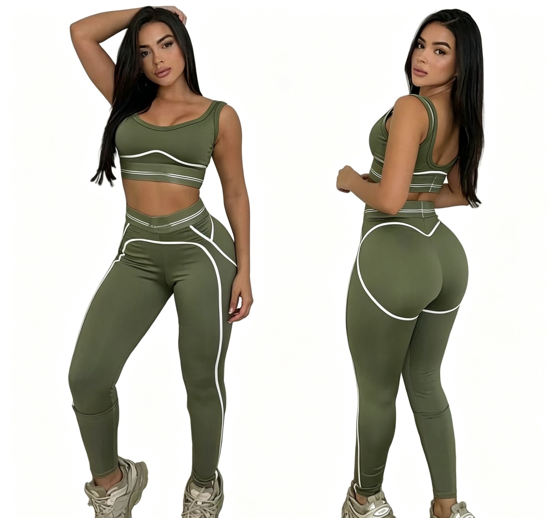 Women's High-Waist Tummy Control Seamless Workout Tank & Leggings Set