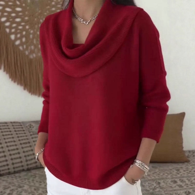 Women's Solid Color Long Sleeve Knit Pullover Sweater