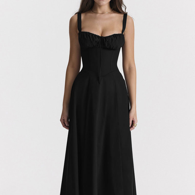 Women's French Floral Open-Back Slit Cami Dress