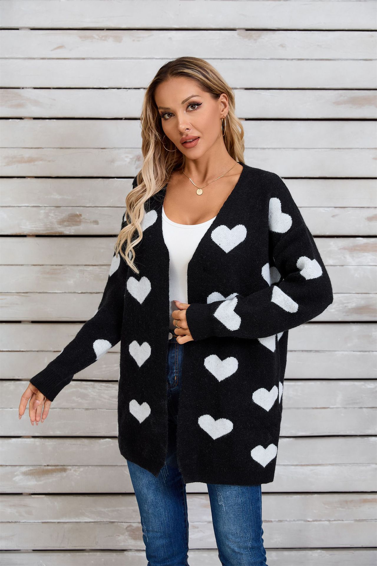 Heart Color-Block Knit Sweater