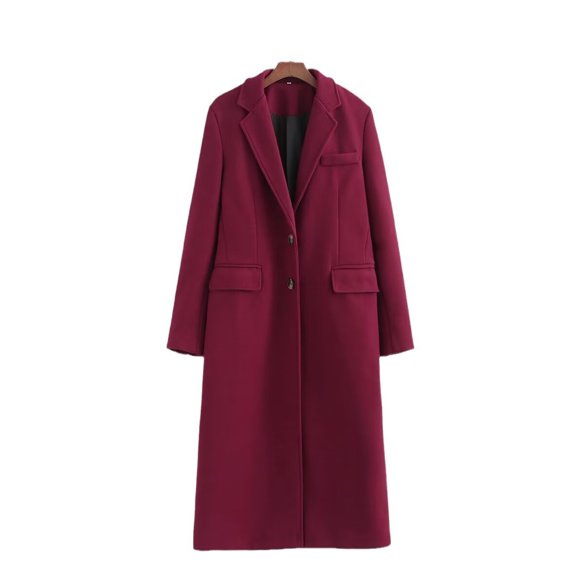 Women's Long Street Style Coat with Suit Collar