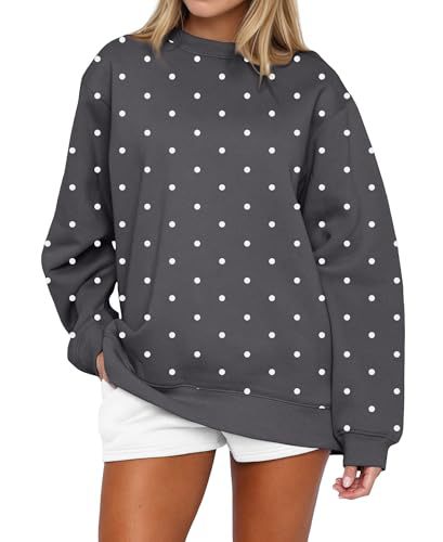Polka Dot Print Crewneck Sweatshirt for Women