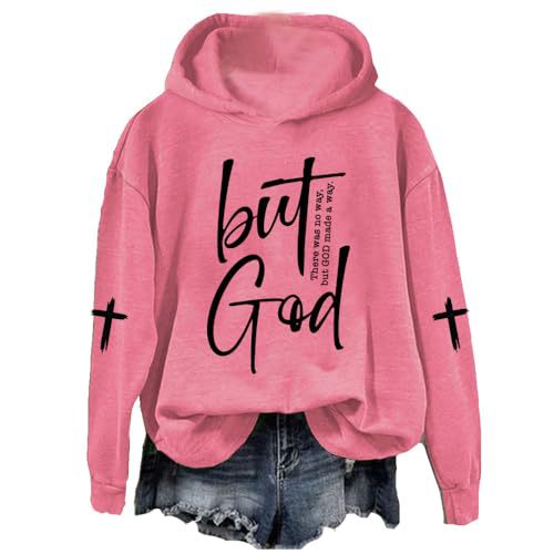 Women's Letter Cross Print Casual Hoodie