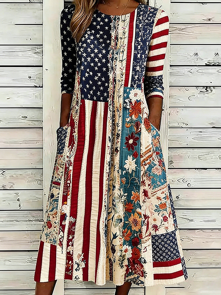 Women's Floral Print Ruched Bodycon Midi Dress Sleeveless Crew Neck
