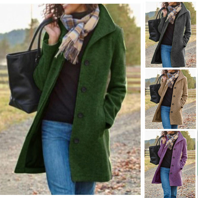Thickened Wool-Blend Women's Mid-Length Coat