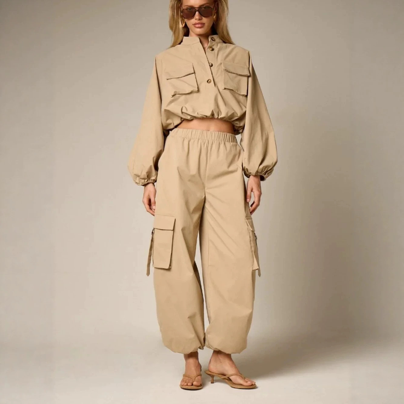 Men's Pleated Multi-Pocket Cargo Pants Slim Fit Techwear