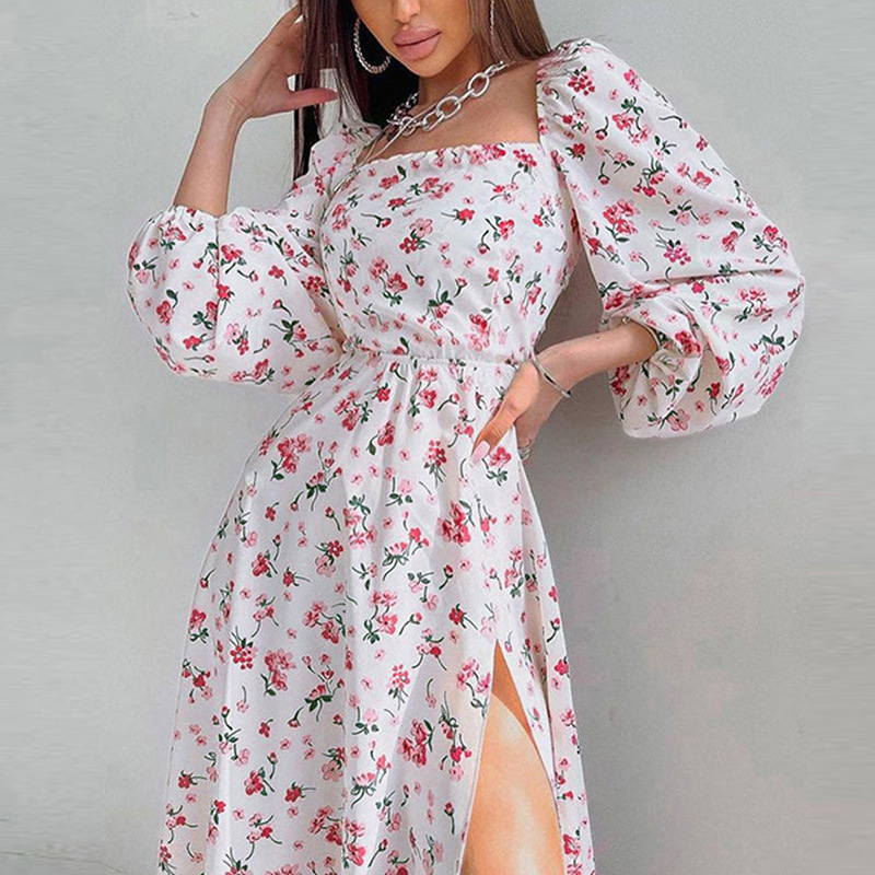 Women's Printed Open-Back Tie Long Dress