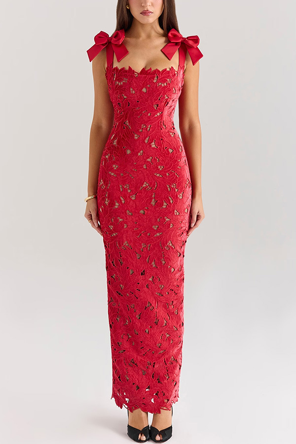 Women's Solid Cutout Bow Bodycon Dress