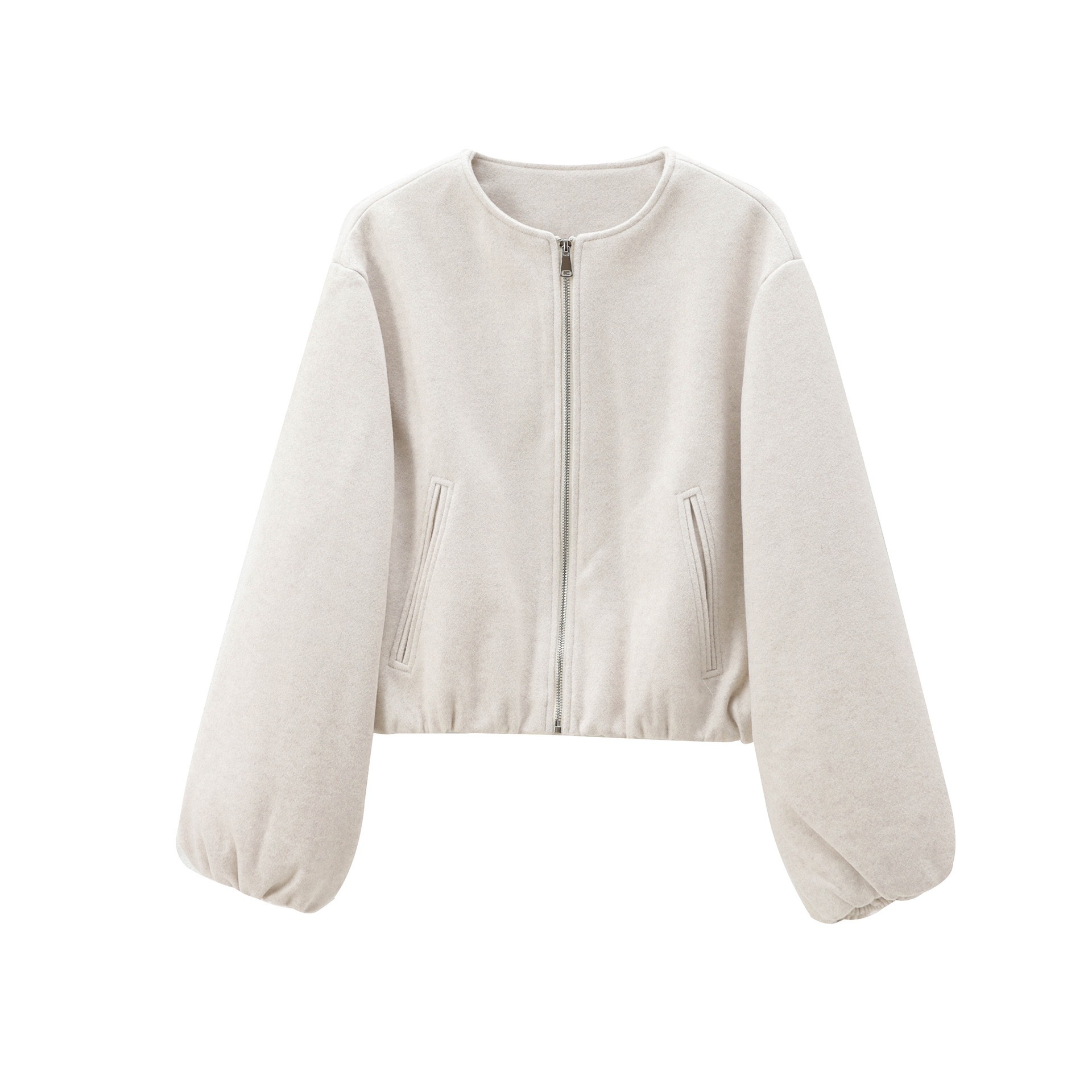 Women's Soft Cropped Bomber Jacket with Round Neck