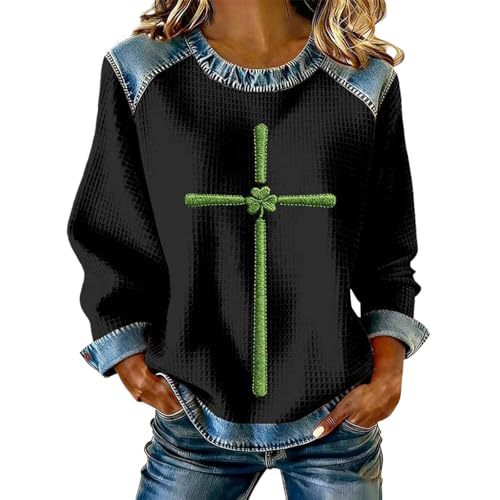 Women's Clover Tree Plant Print Crewneck Sweatshirt