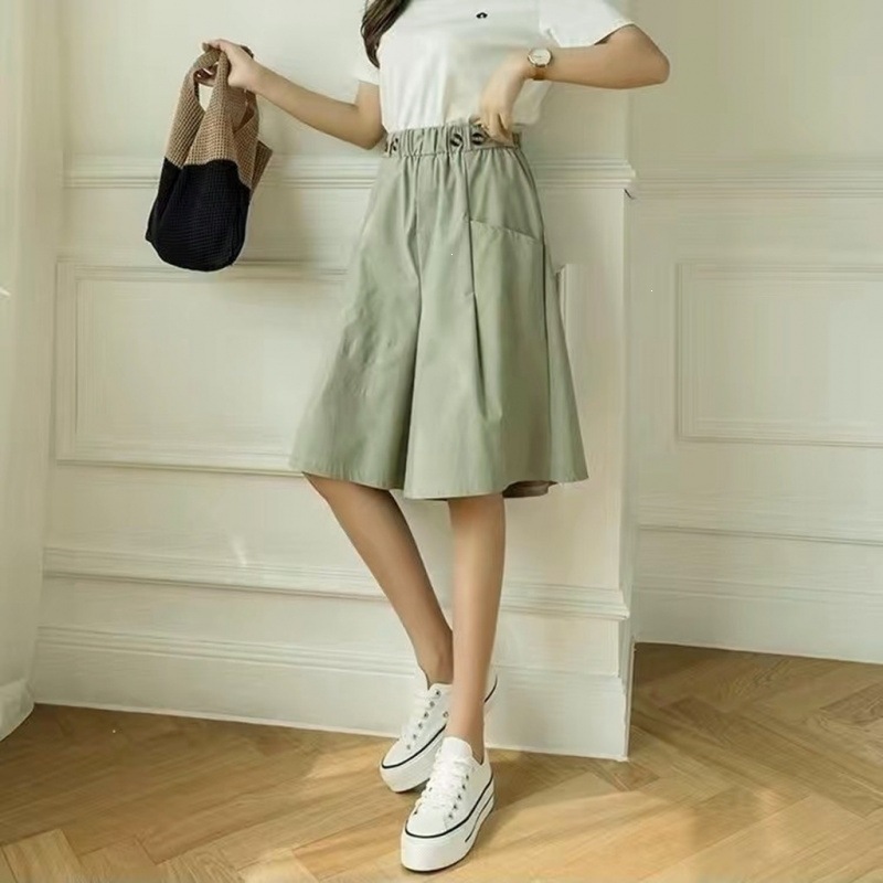 Women's High-Waist Wide-Leg Skort Capri Pants
