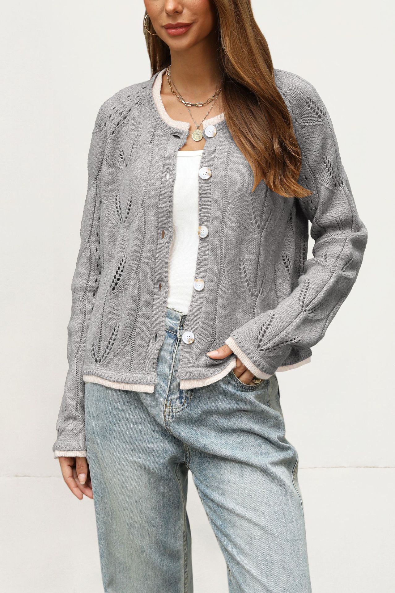 Women's Loose Long Sleeve Knit Cardigan Button-Up Sweater Coat