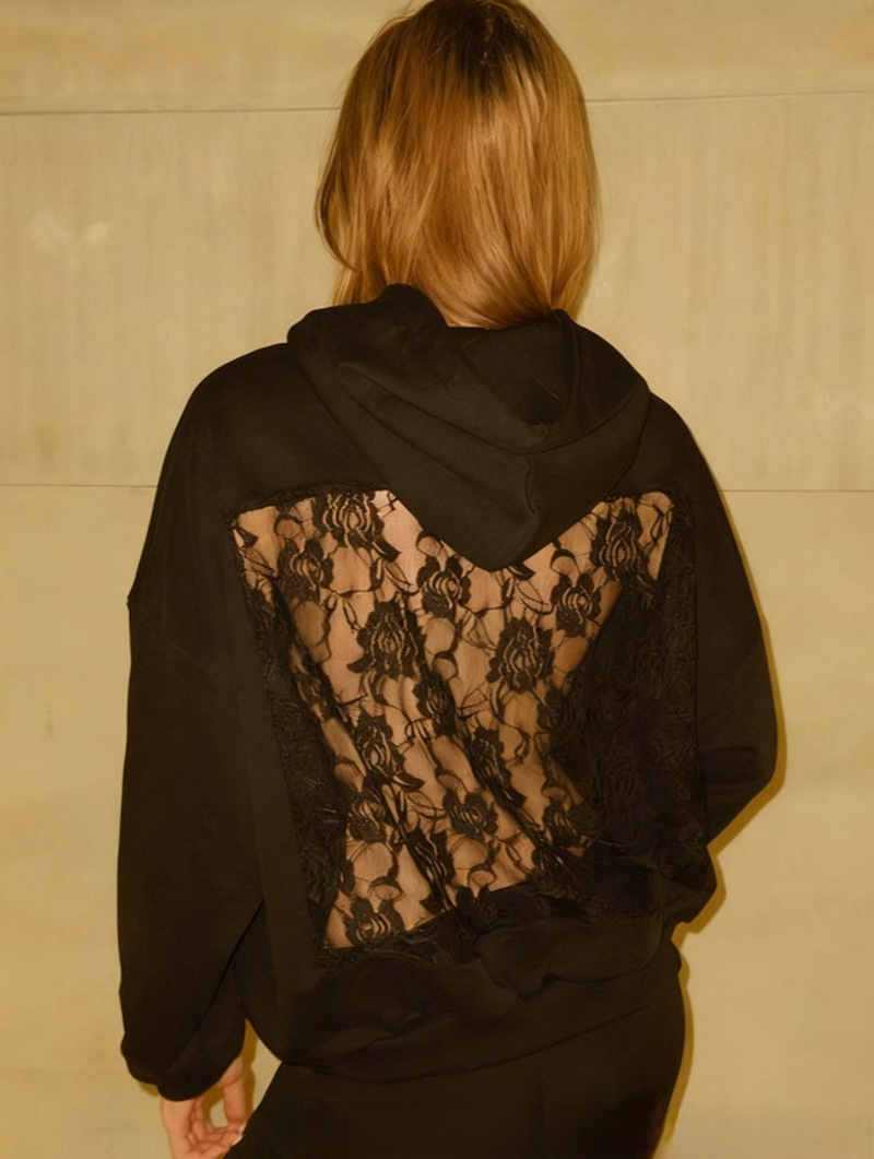 Women's Hooded Long Sleeve Open Back Cutout Sweatshirt