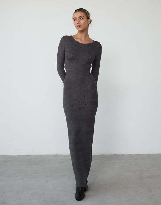 Women's Round Neck Long Sleeve Open Back High Waist Bodycon Dress