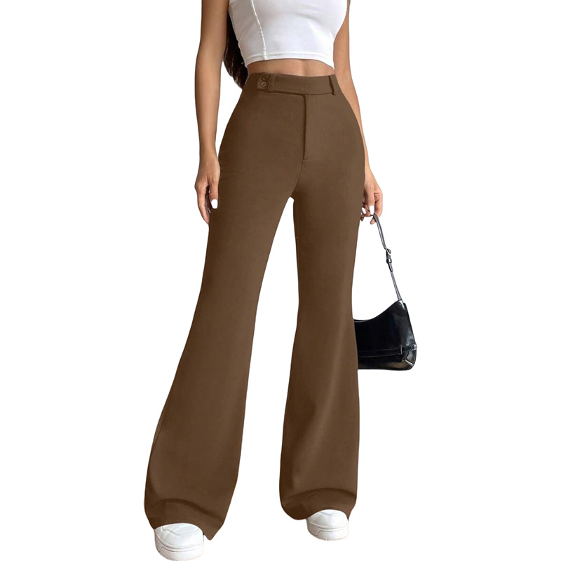 High-Waisted Flared Dress Pants for Women Slimming Drapey Wide-Leg