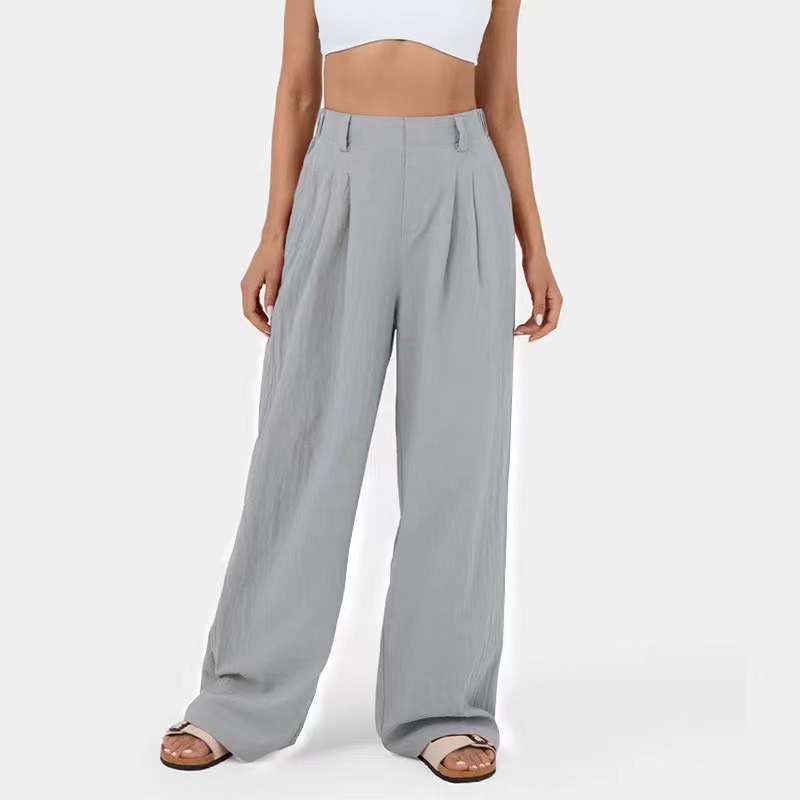 Women's Cotton High-Waist Wide-Leg Casual Pants