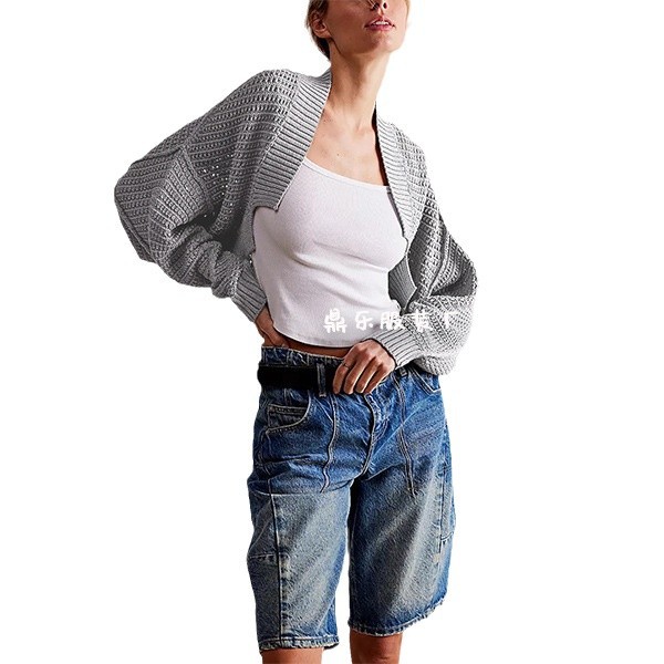 V-Neck Batwing Sleeve Knit Cardigan Sweater for Women