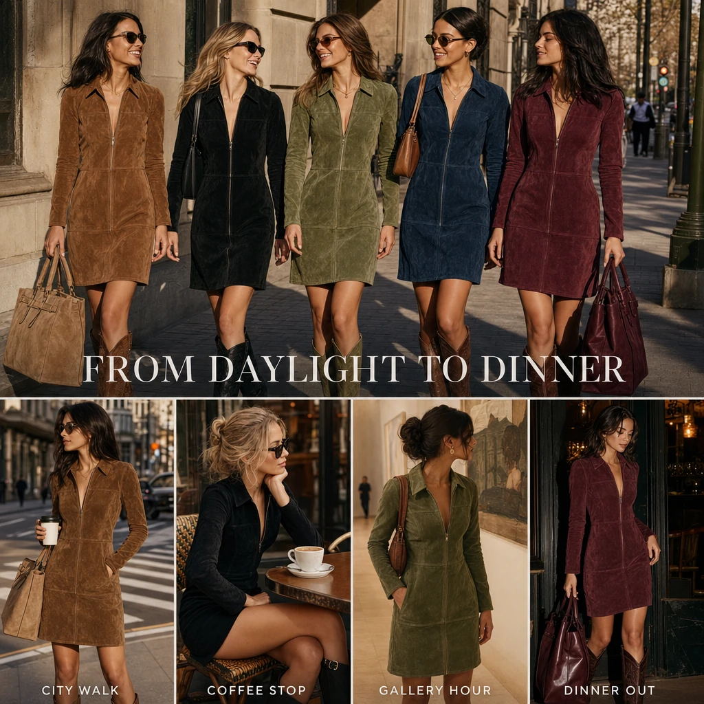 City, coffee, gallery and dinner lifestyle collage