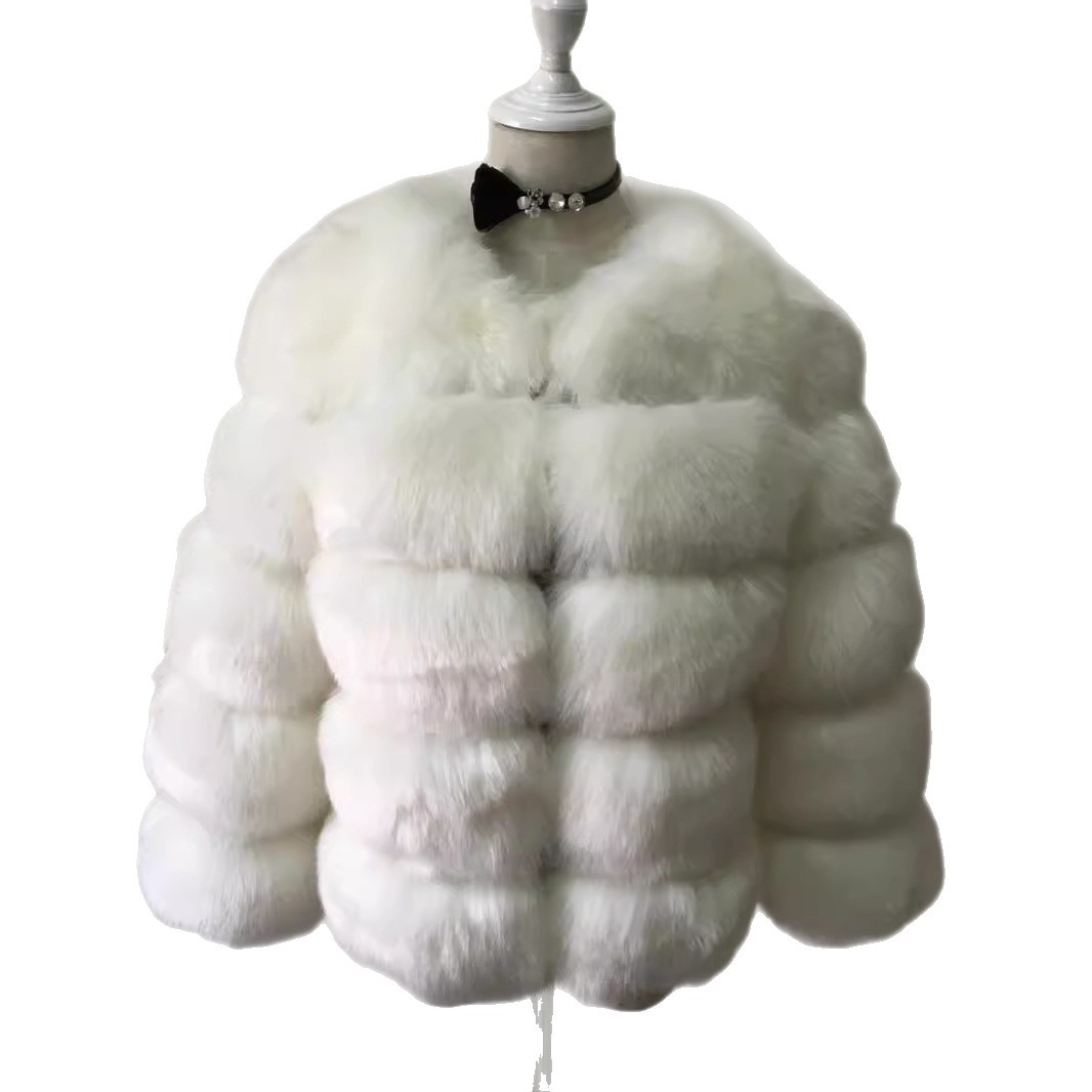 Women's Faux Fox Fur Short Coat Long Sleeve