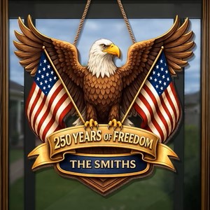 Custom Wood Sign - Personalized America 250th Anniversary Gifts For Mom, Dad, Brother, Sister, Kids - Where Brave Hearts Gather