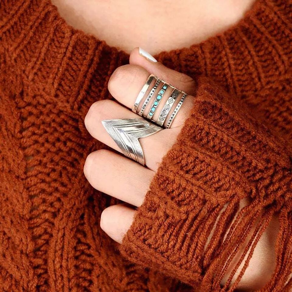 🔥Hot Sale 50% OFF🎁Sterling Silver Bohemian Openwork Carved Turquoise Ring