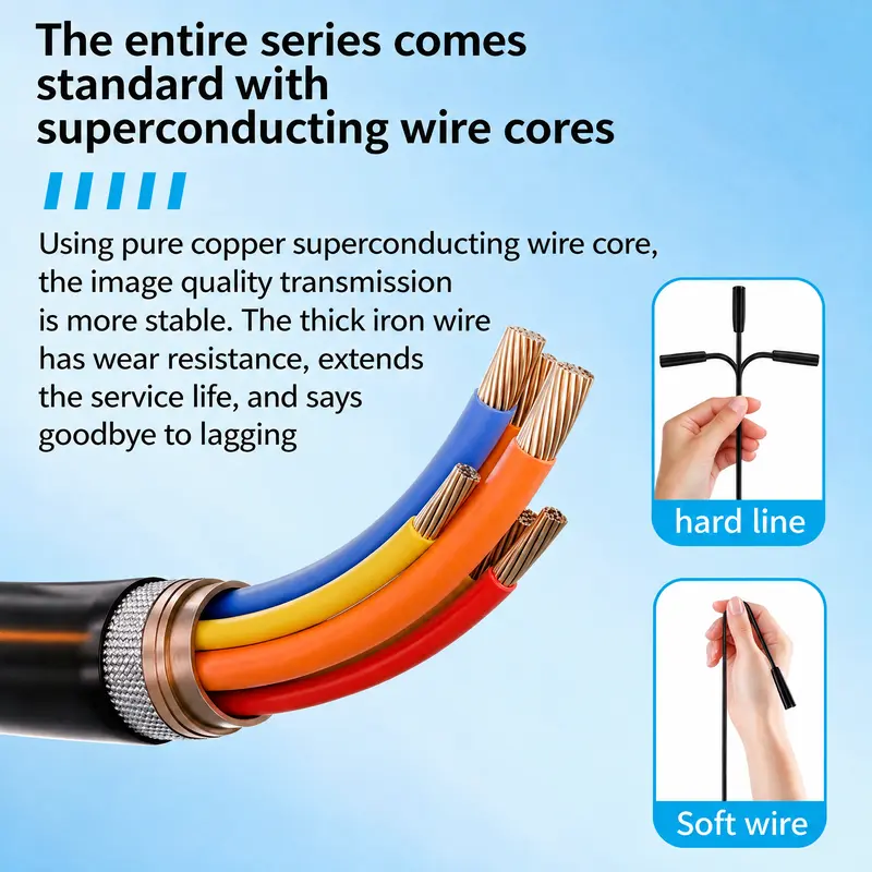 Semi-rigid endoscope cable showing its construction and handling characteristics