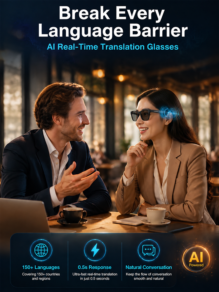 🔥👓AI Smart Glasses: 100% Offline Translation Zoom & Explore Smarter