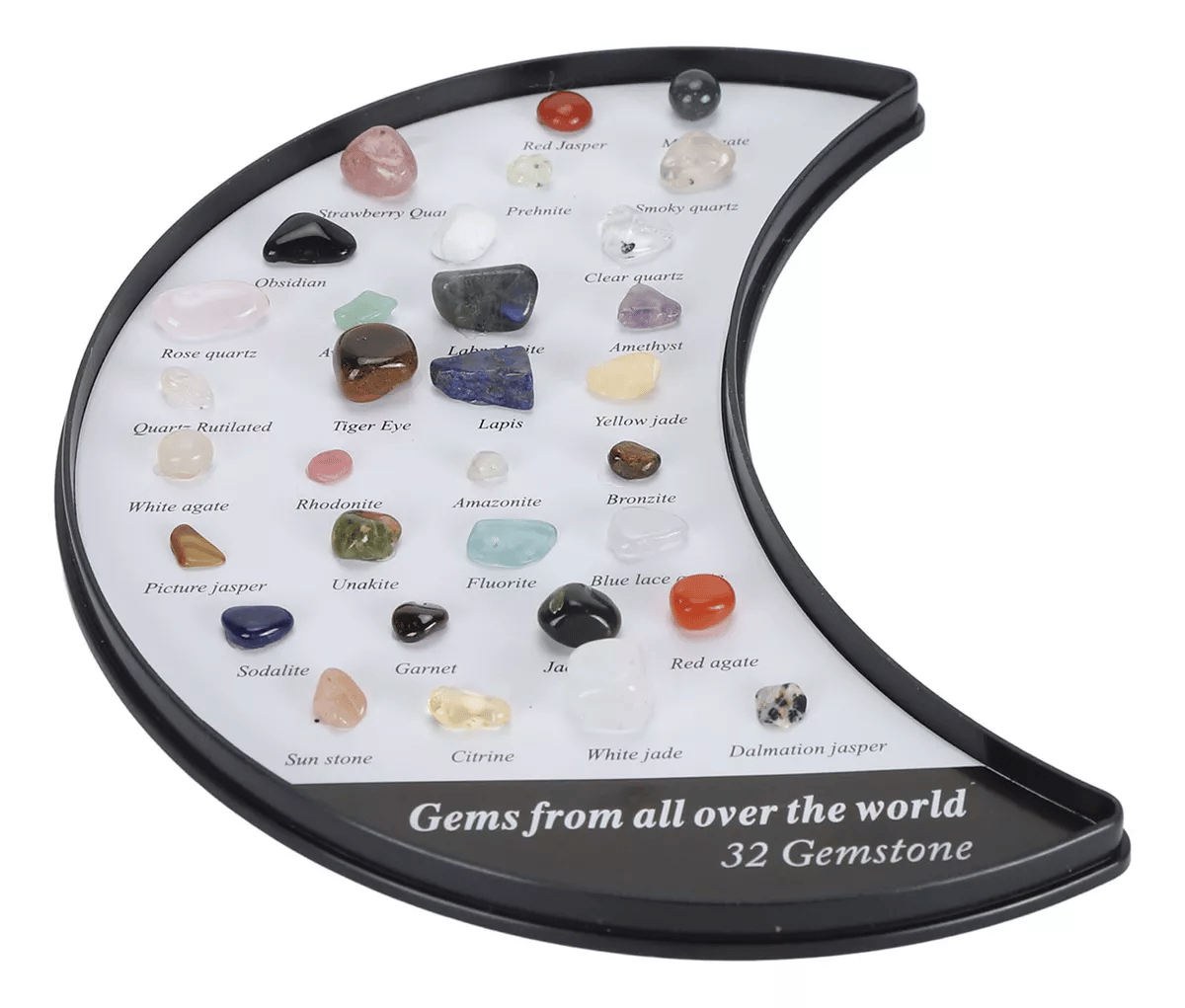 Stone of Power - Mineral Specimens Healing Crystal Moon Shape Box