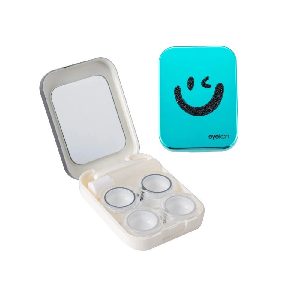 2 Pair Blue Smile Face Contact Lens Case
