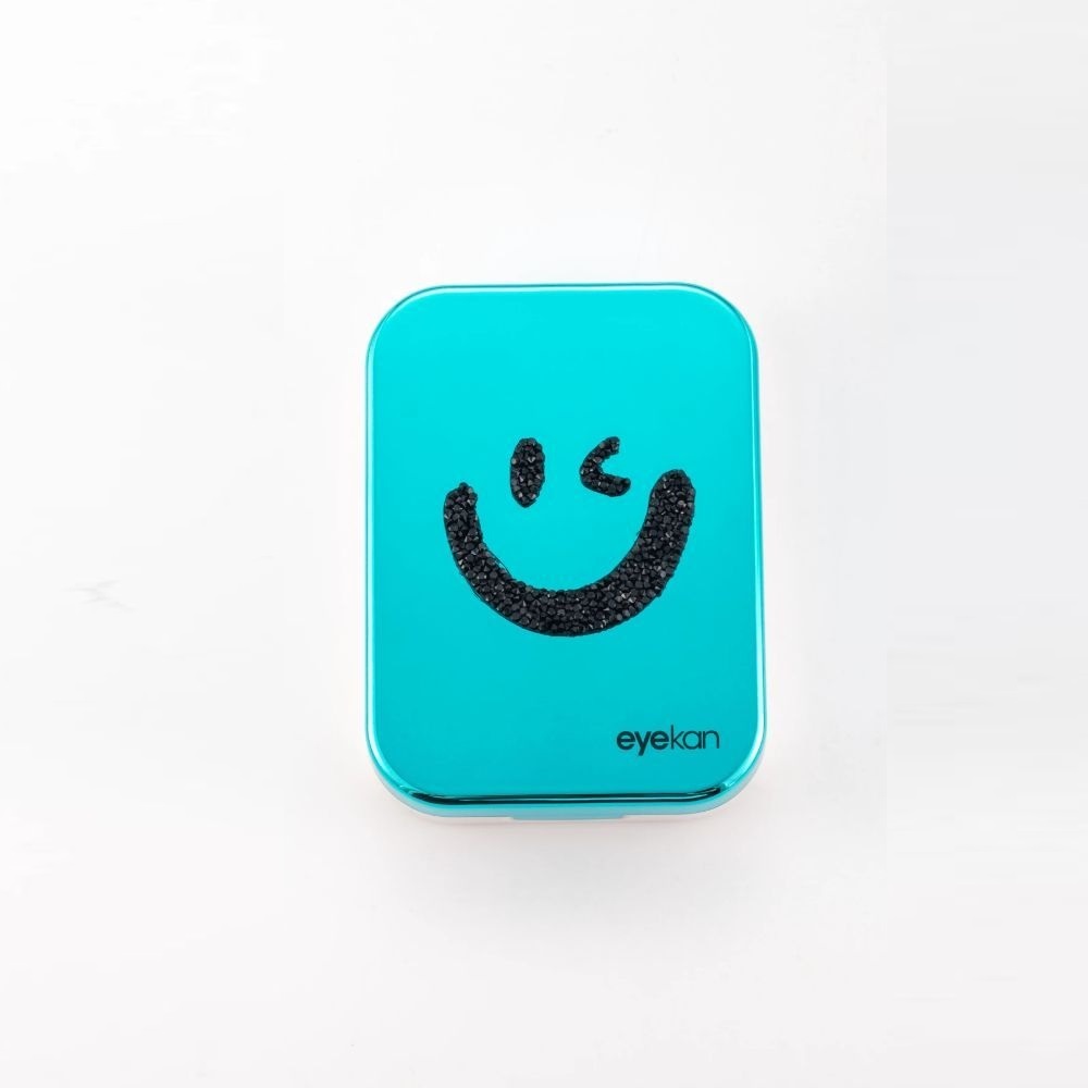 2 Pair Blue Smile Face Contact Lens Case