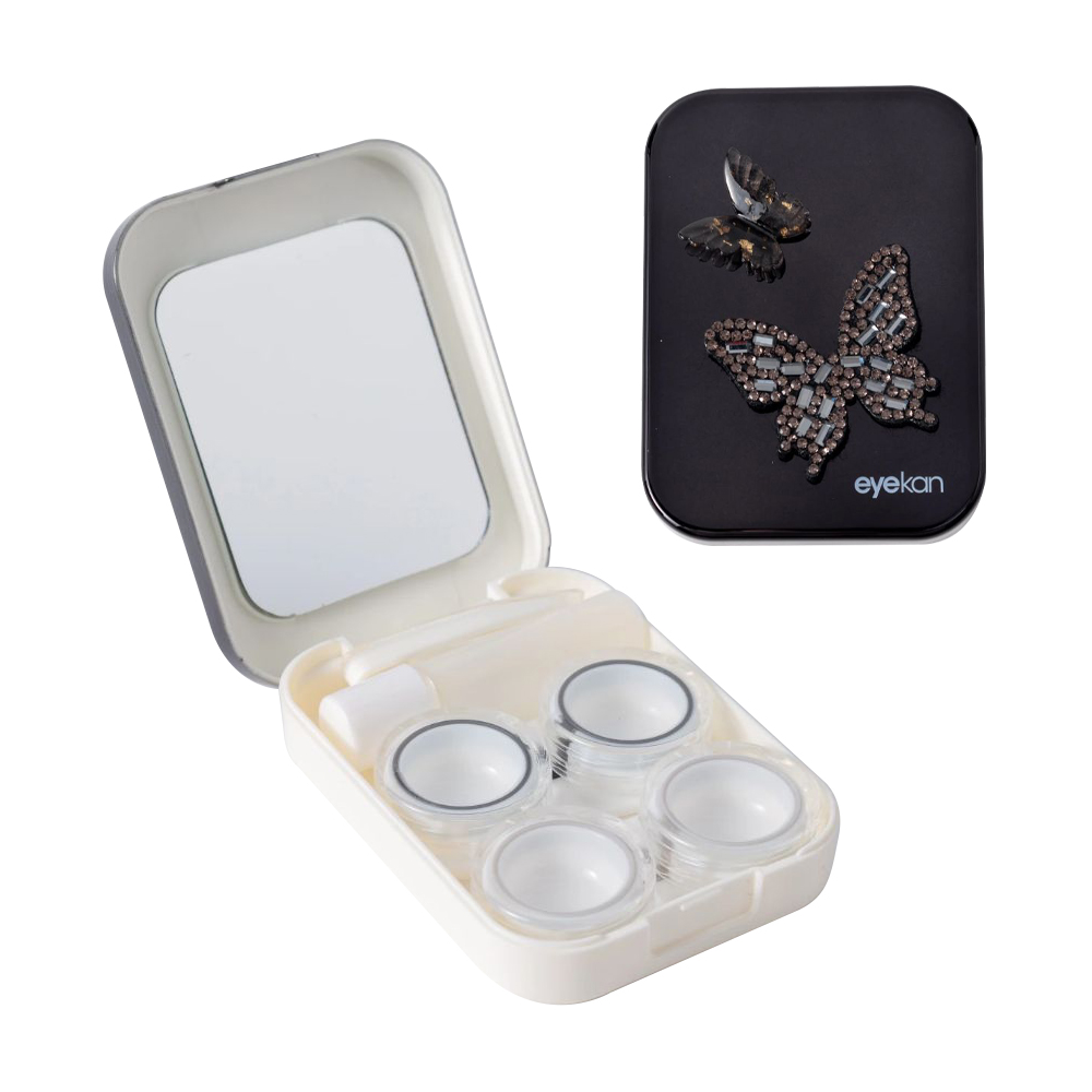 2 Pair Black Butterfly Contact Lens Case