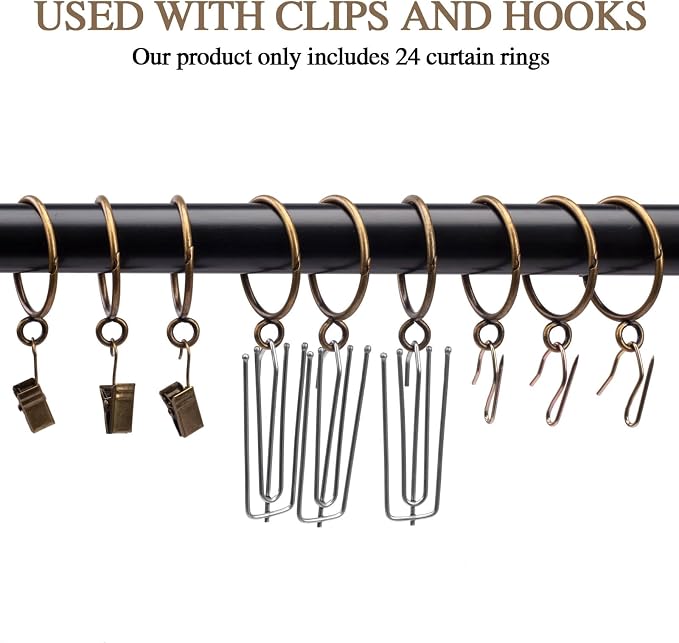 Vintage Bronze Openable Curtain Rings with Eyelet – 25mm (Pack of 24)