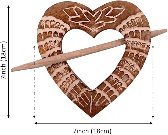 Loving Heart Wooden Curtain Holdback Rings with Stick (Pair)