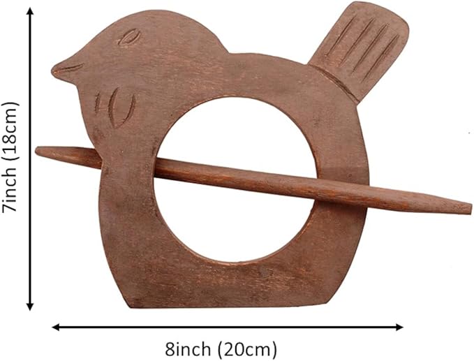 Songbirds Carved Wooden Curtain Tieback Rings with Pin (Pair)